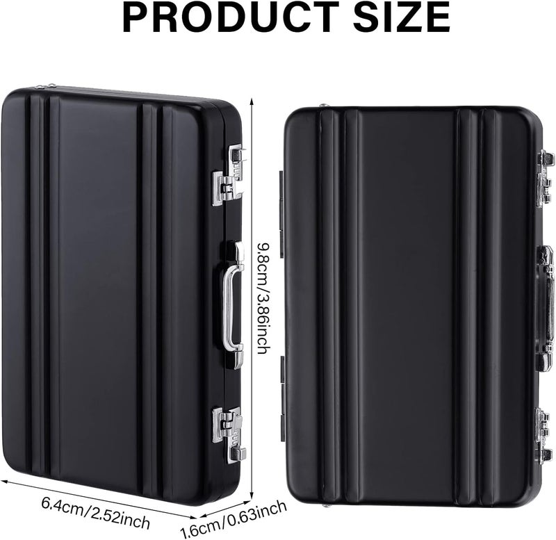 Oudain 2 Pcs Business Card Holder Suitcase Aluminum Business Card Case with Waterproof Pocket Credit Holder for Men Organizer ID Aluminum Briefcase Gift for Woman(Black) - Image 2